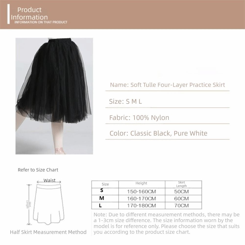 Tutu de Ballet blanc classique, taille élastique, jupe en Tulle à quatre couches, longue longueur, jupe lyrique pour femmes