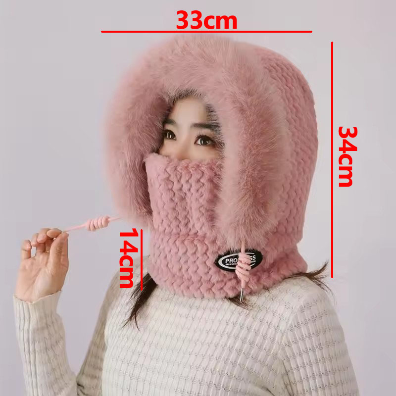 Chapeau d'équitation d'hiver pour femmes, masque écharpe à capuche et couvre-oreille épais thermique coupe-vent pour Scooter électrique, cyclisme en plein air, chaleur