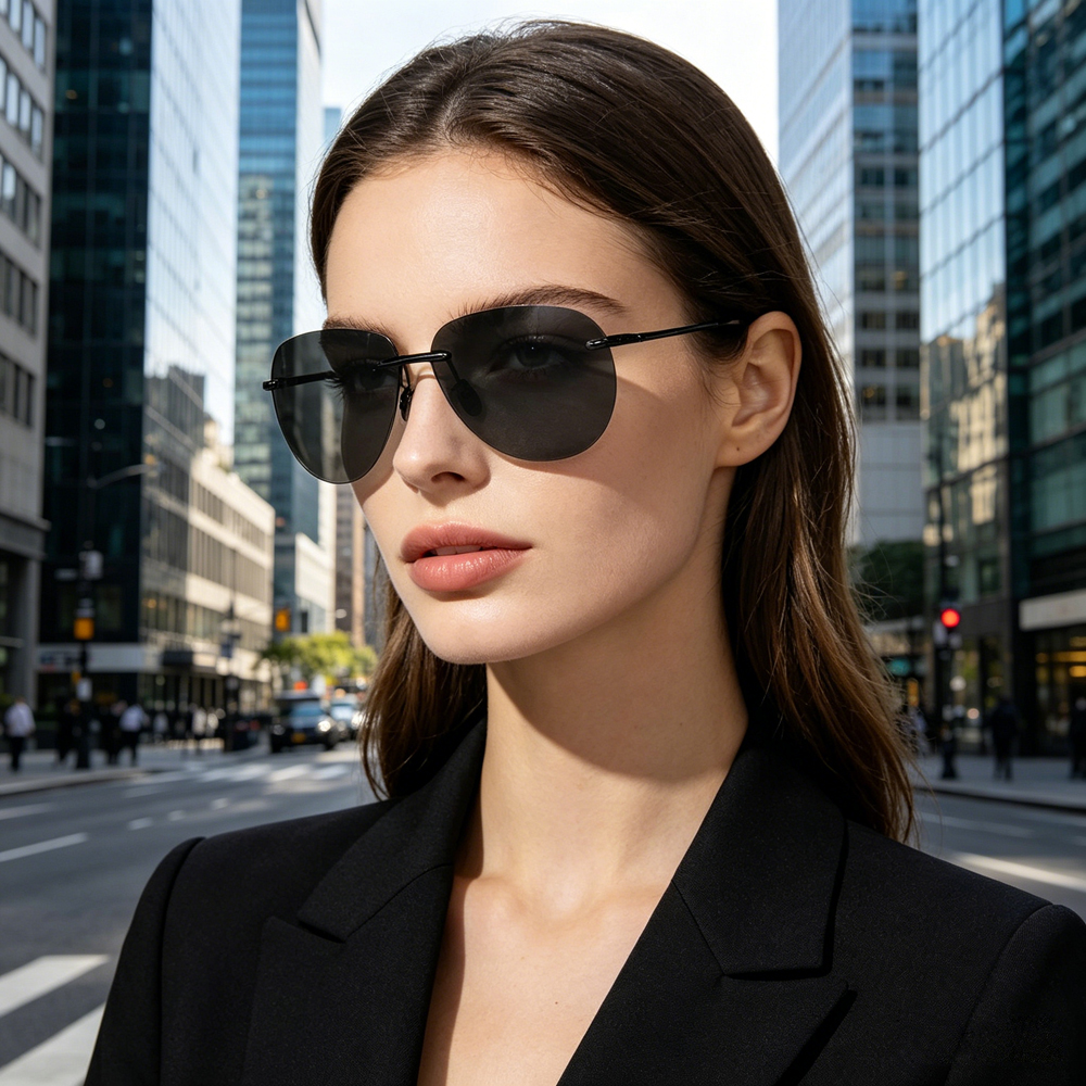 Lunettes de soleil pilote sans monture pour hommes et femmes, monture ultralégère, lunettes de golf polarisées UV400, verres miroir