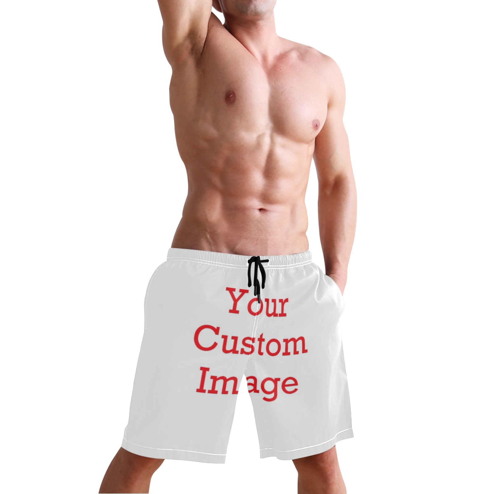 Shorts de bain pour hommes, motif personnalisé, séchage rapide, décontractés, en polyester, avec doublure en maille et poches