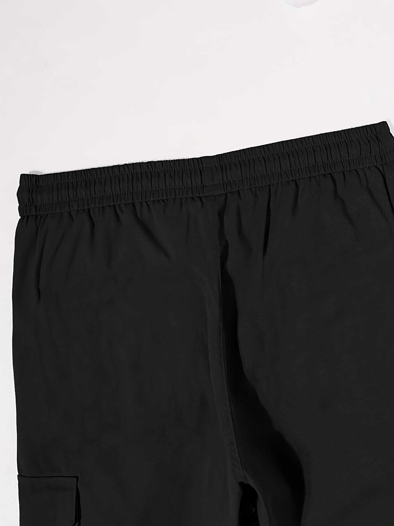 Salopette unie régulière pour hommes avec cordons de serrage et grande poche à rabat, pantalon droit multi-poches fonctionnel, adapté aux vacances, rue, loisirs quotidiens, course à pied, multi-scénarios, adapté à toutes les saisons