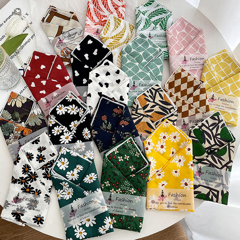 56cm dames bandeau coton lin carré écharpe coréenne collège filles mode élégant cou foulards Protection solaire foulard