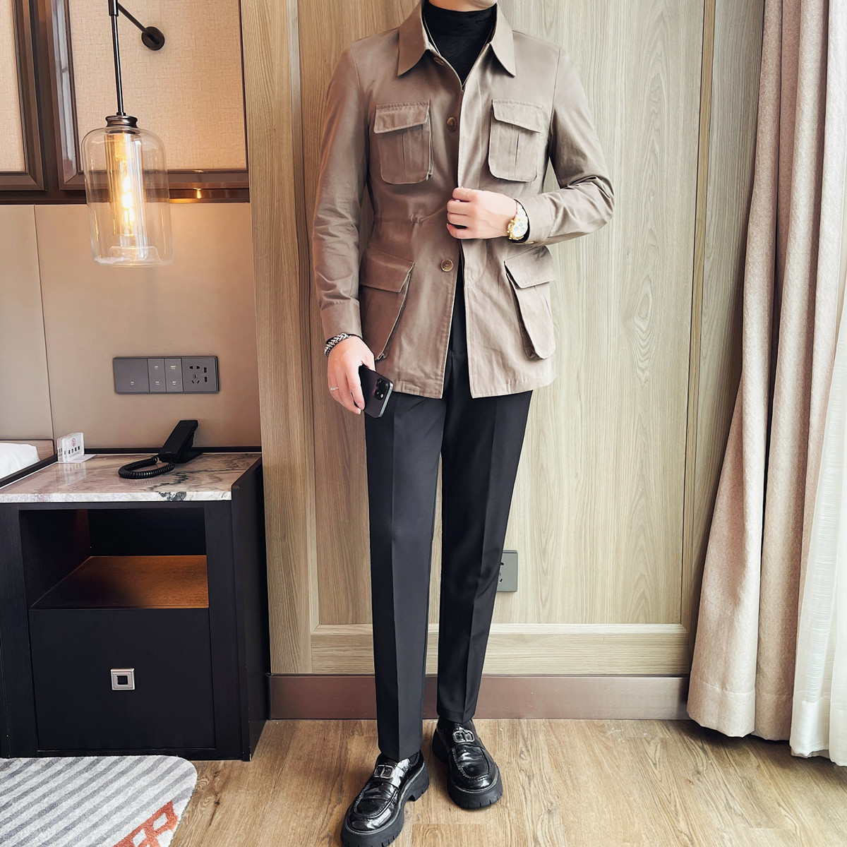 Vestes pour hommes vêtements de luxe coréens Multi couleurs affaires décontracté hommes vestes et manteaux coupe ajustée tout Match noir/marine/kaki