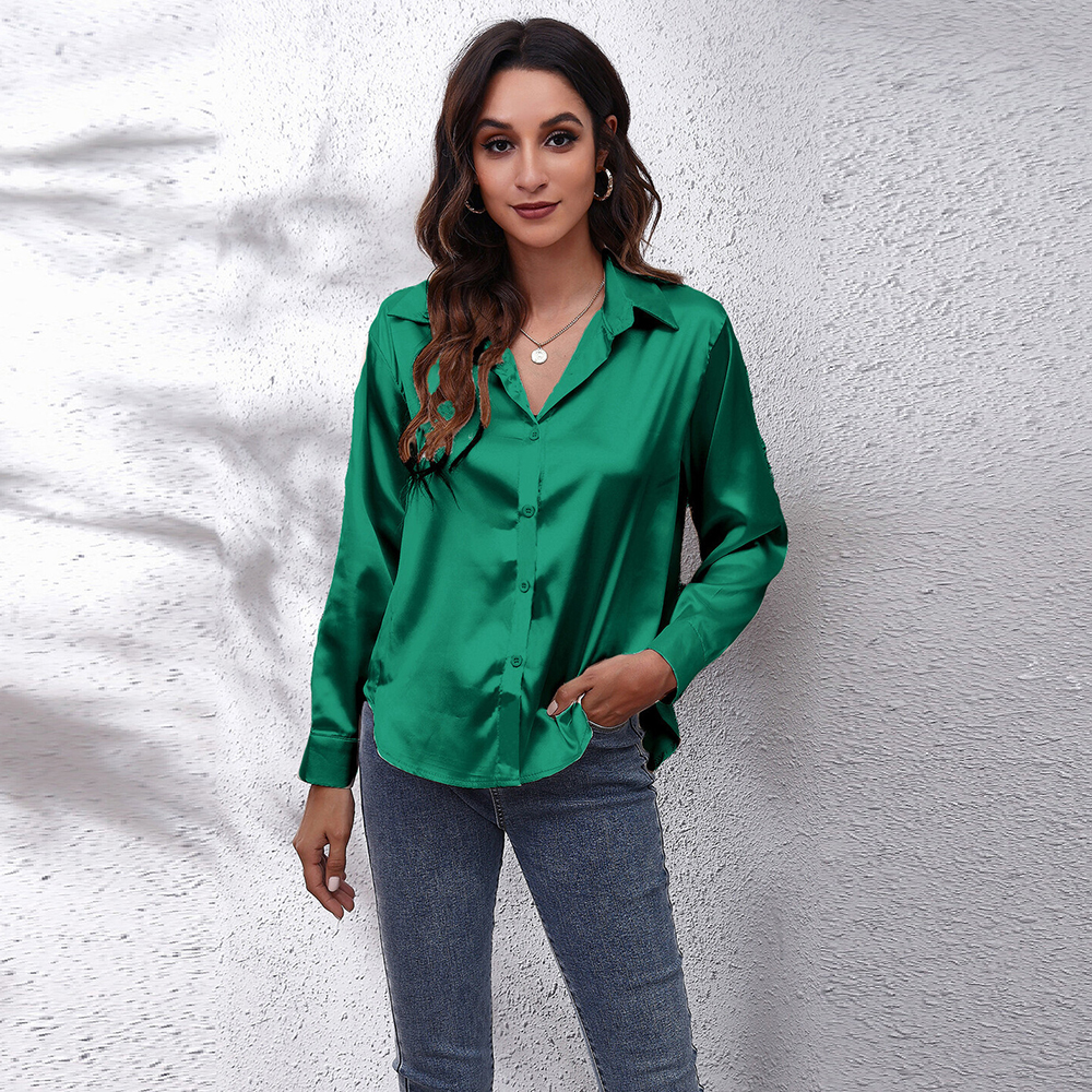 Chemisier élégant en satin imitation soie pour femme