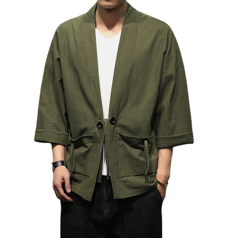 Cardigan kimono vintage pour hommes, Haori entreMiHarajuku, costume de samouraï de style japonais, chemise masculine, grande taille, vêtements asiatiques, veste