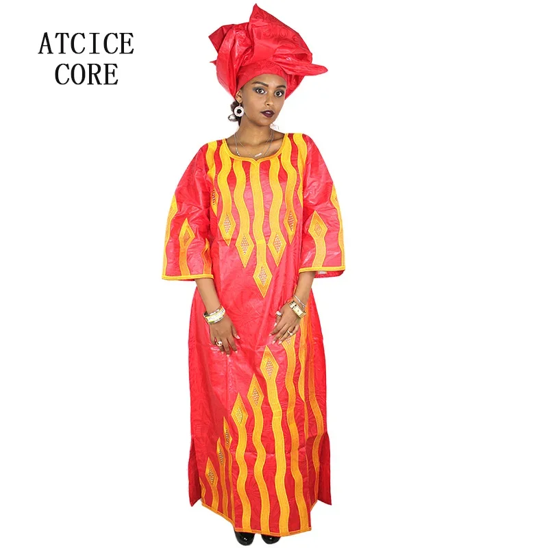Robe africaine brodée pour femmes, design bazin riche