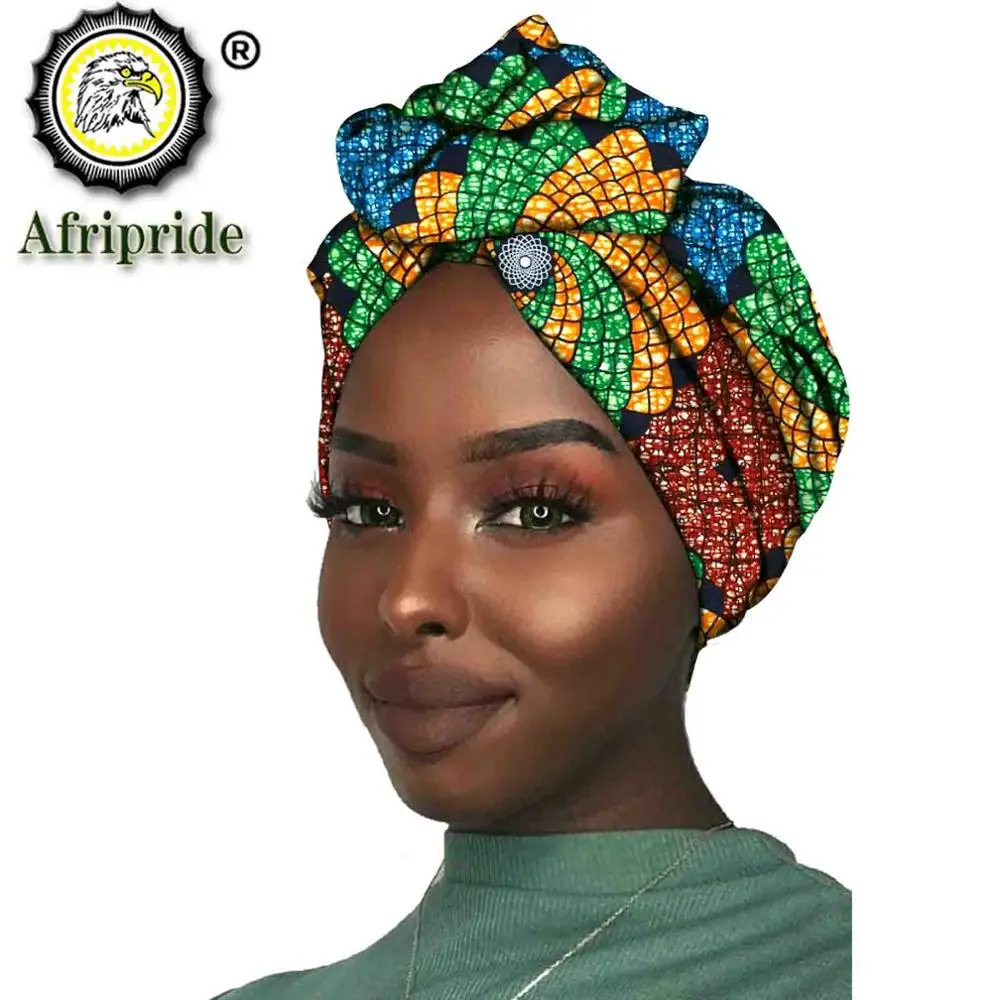 Nouveau foulard africain tendance pour femme en tissu wax de coton, turban traditionnel AFRIPRIDE S001 Pure Wax