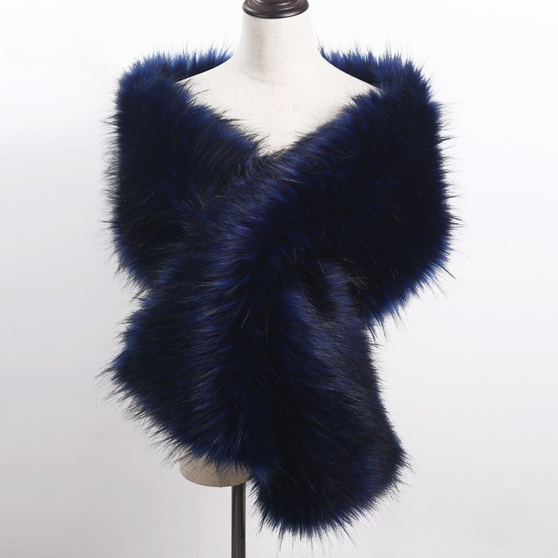 Automne et hiver femmes imitation fourrure cheveux de renard grand châle mode robe de soirée cape épaisse faux cou écharpe châle double usage