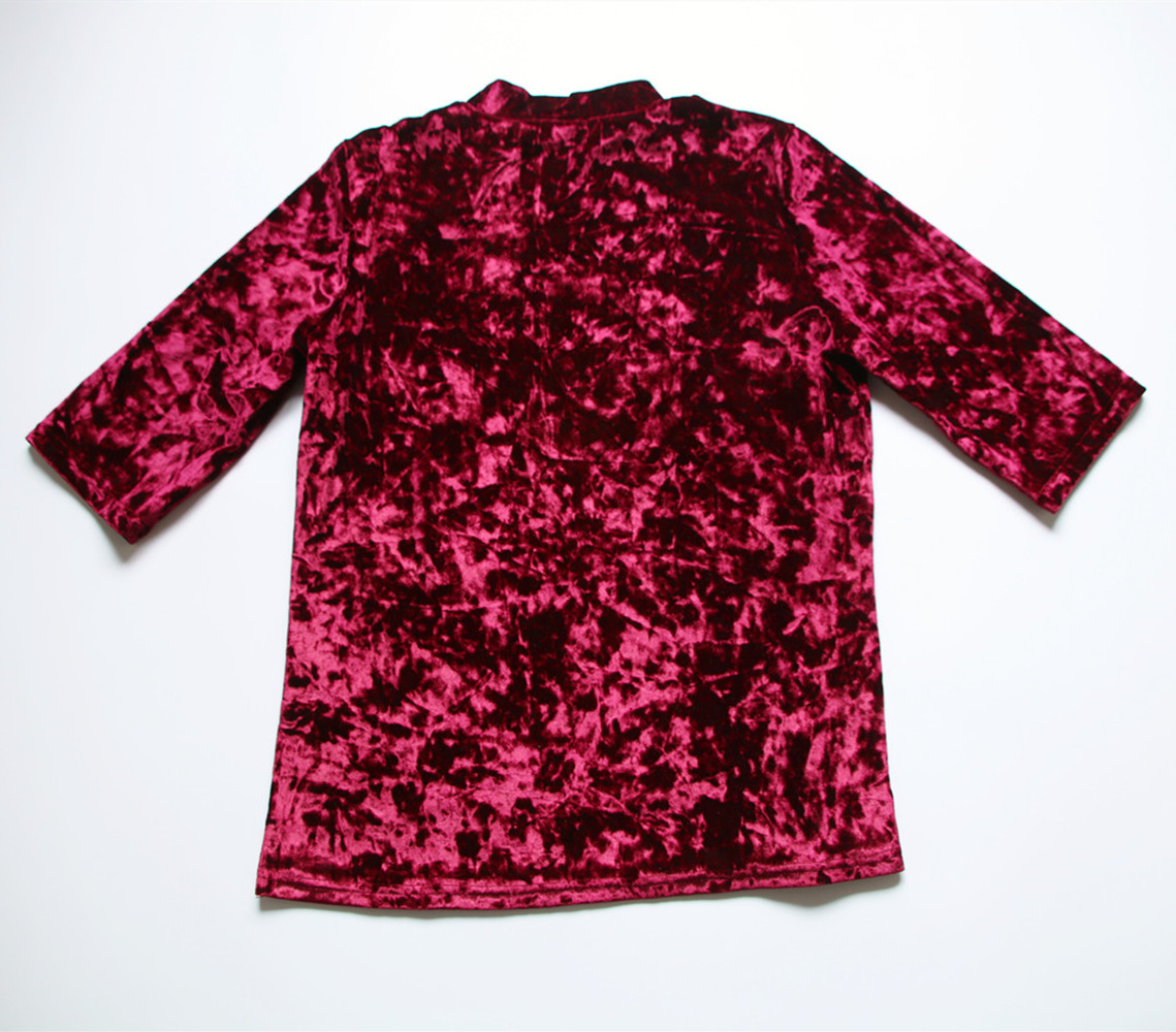 T-shirt manches mi-longues en velours pour femmes, Vintage, décontracté, à la mode, Harajuku