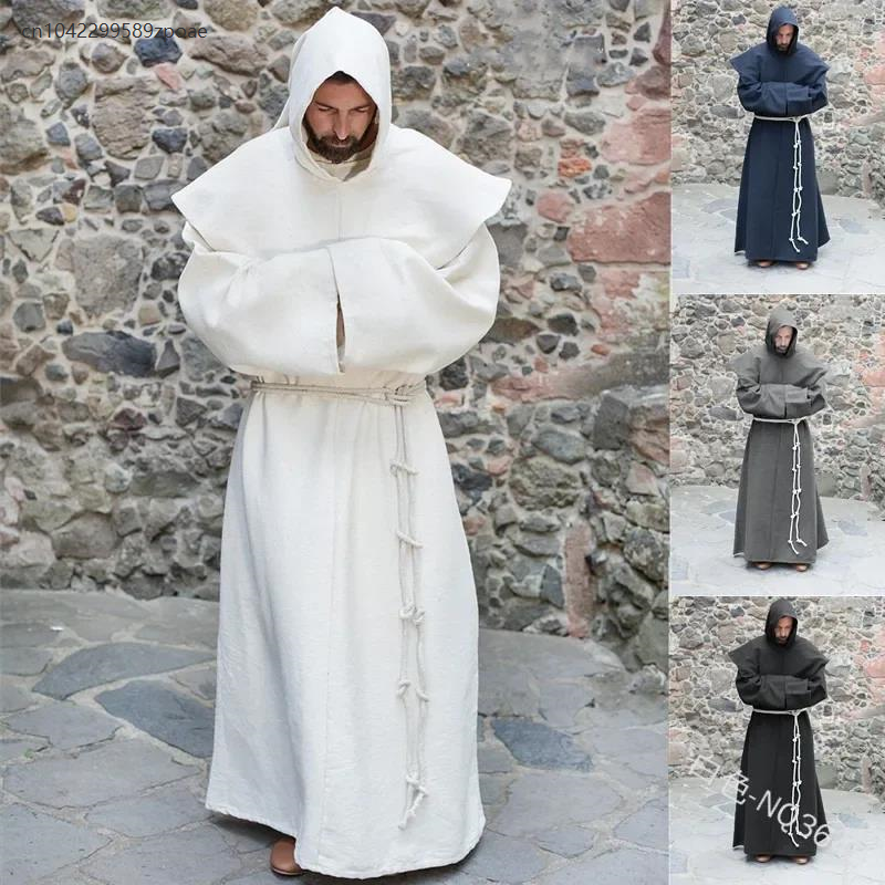S-5XL Renaissance moine clergé épaule vêtements frère Costume religieux Saint Robe hommes prêtre capuche Halloween Cosplay Costume