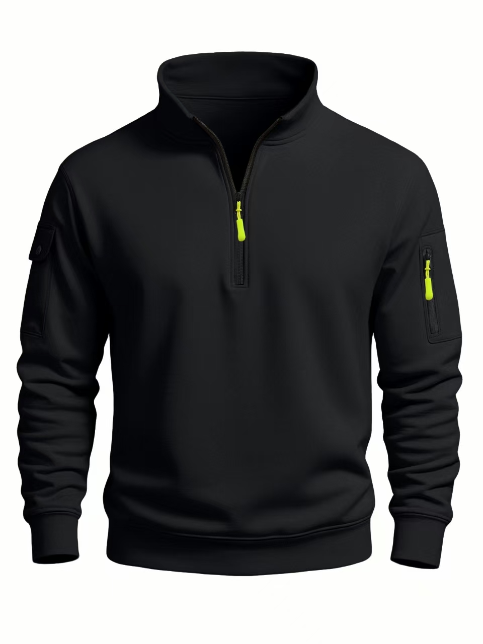 Sweat-shirt pour homme, automne-hiver 2025, nouveau modèle décontracté, sportif, à manches longues, col haut, demi-zip, coupe-vent