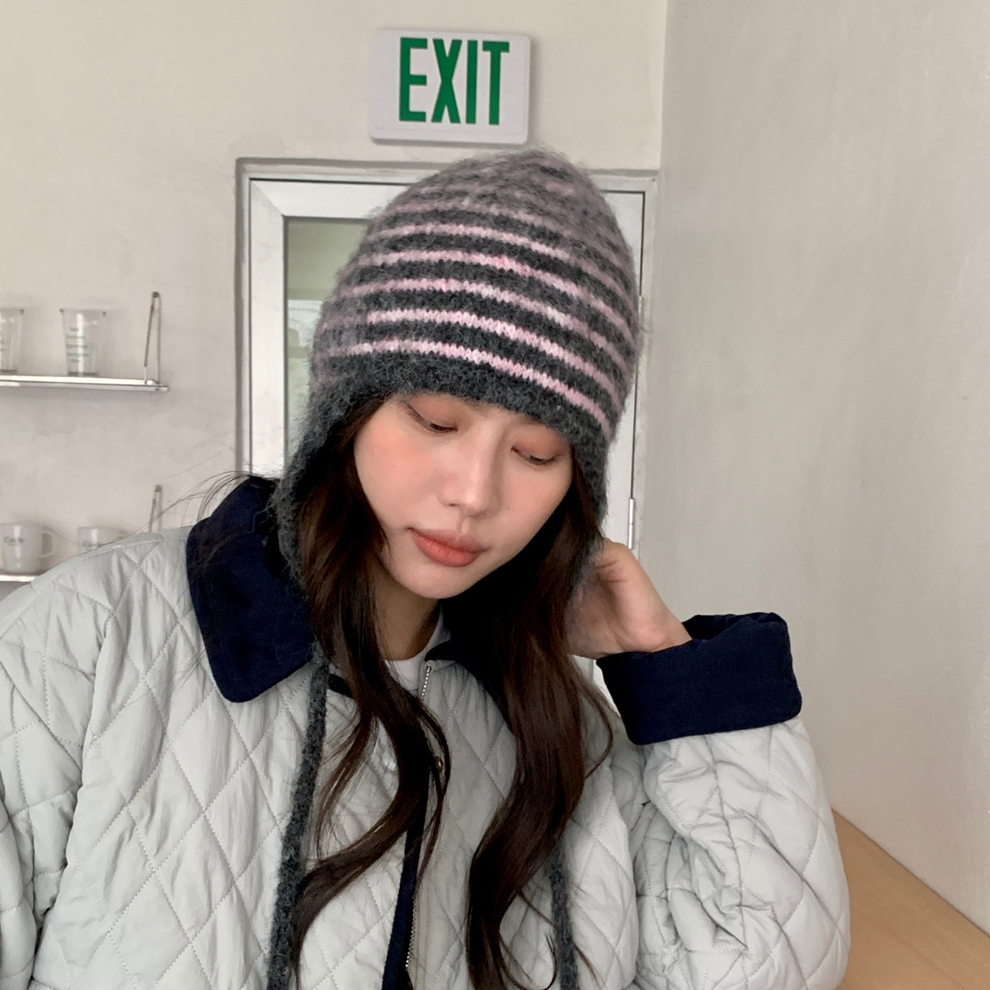 Chapeau d'hiver en laine tricoté pour femmes, bonnet rayé, Baggy, chaud, coupe-vent, cagoule de Ski en plein air, décontracté, nouveau