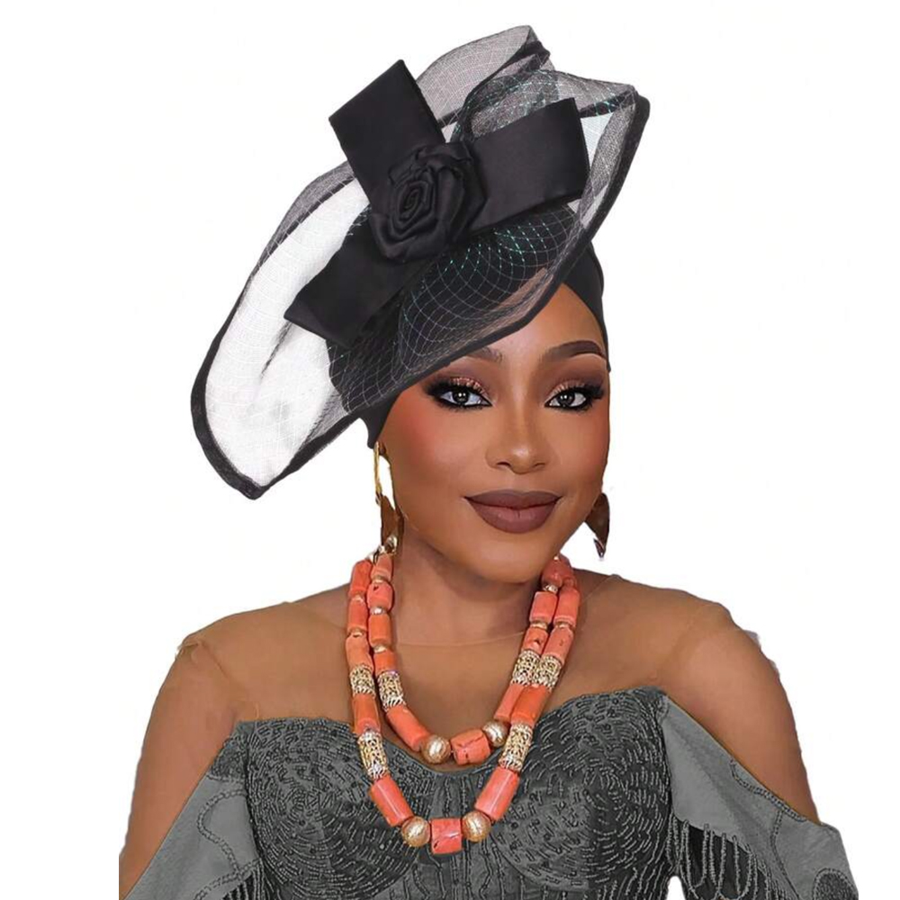 Casquette turban en voile rétro pour femme, chapeau exagéré, couvre-chef africain, bonnet musulman, pièce de sauna, fête