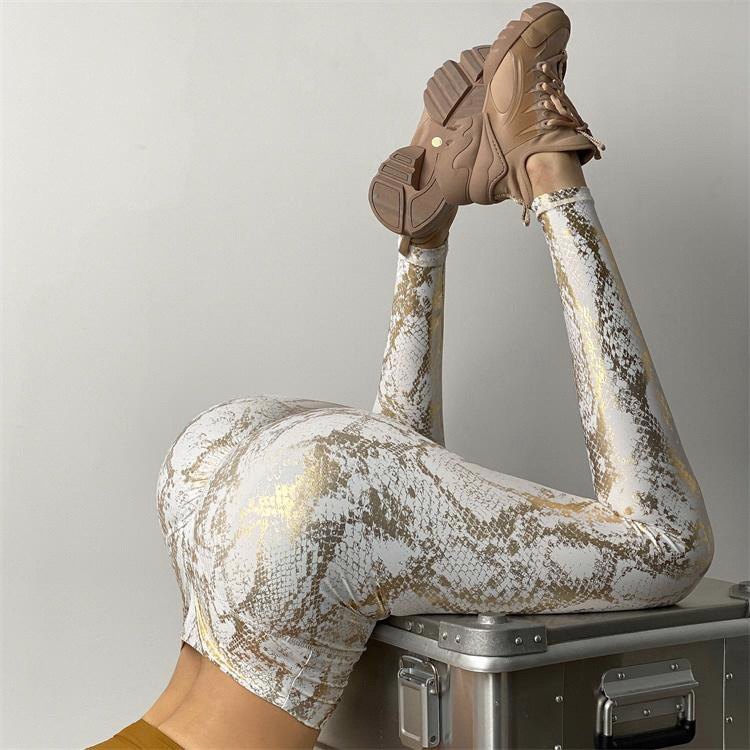 Sport décontracté salle de Sport Fitness course Legging Serpentine collants de Sport femme Push Up Leggings Sexy femme taille haute pantalon