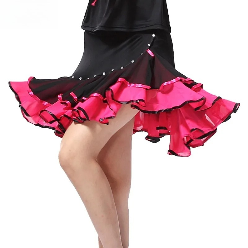 Robe d'entraînement de compétition latine pour femmes, Tango Rumba ChaCha, vêtements de danse de salle de bal, Costume de danse carrée, jupe de danse Samba