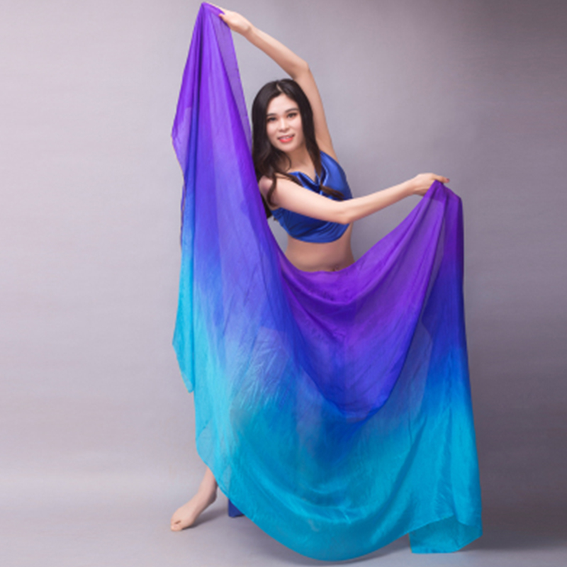 Châle en soie pour danse du ventre, voile de soie, foulard personnalisé pour le visage, écharpe défilée à la main, dégradé 200cm 250cm 270cm