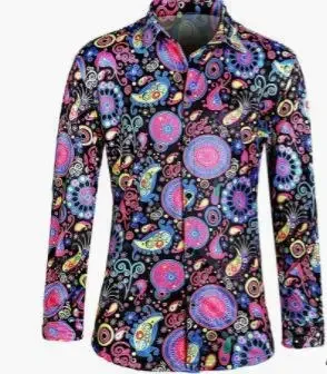 Costume d'halloween Hippie des années 60 et 70, pantalon à paillettes, chemise, hauts, bas de cloche, pantalon évasé pour hommes, tenue brillante de danse Disco pour chanteur
