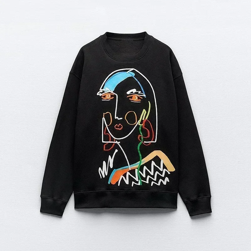 Sweat-shirt à capuche pour femmes, nouvelle mode, imprimé de beauté pour filles, décontracté, col rond, Chic, 2024