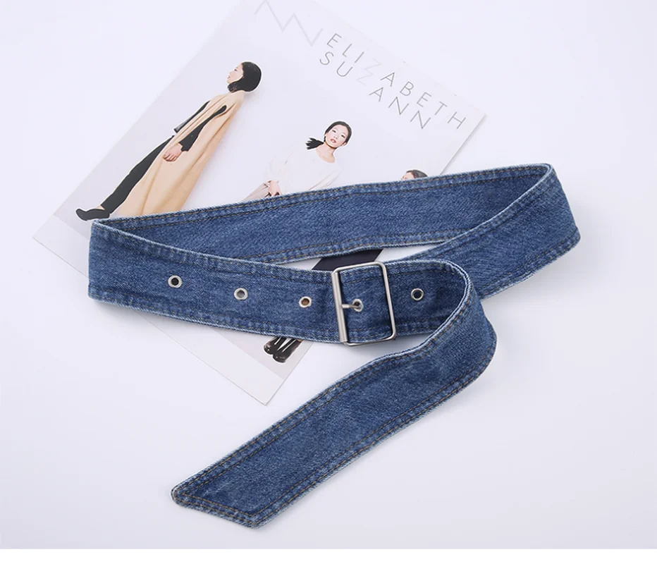 Ceinture en Denim pour femmes, boucle ardillon large, mode rétro pour jeunes filles, accessoires de port extérieur, chemise, jupe, ceintures décoratives