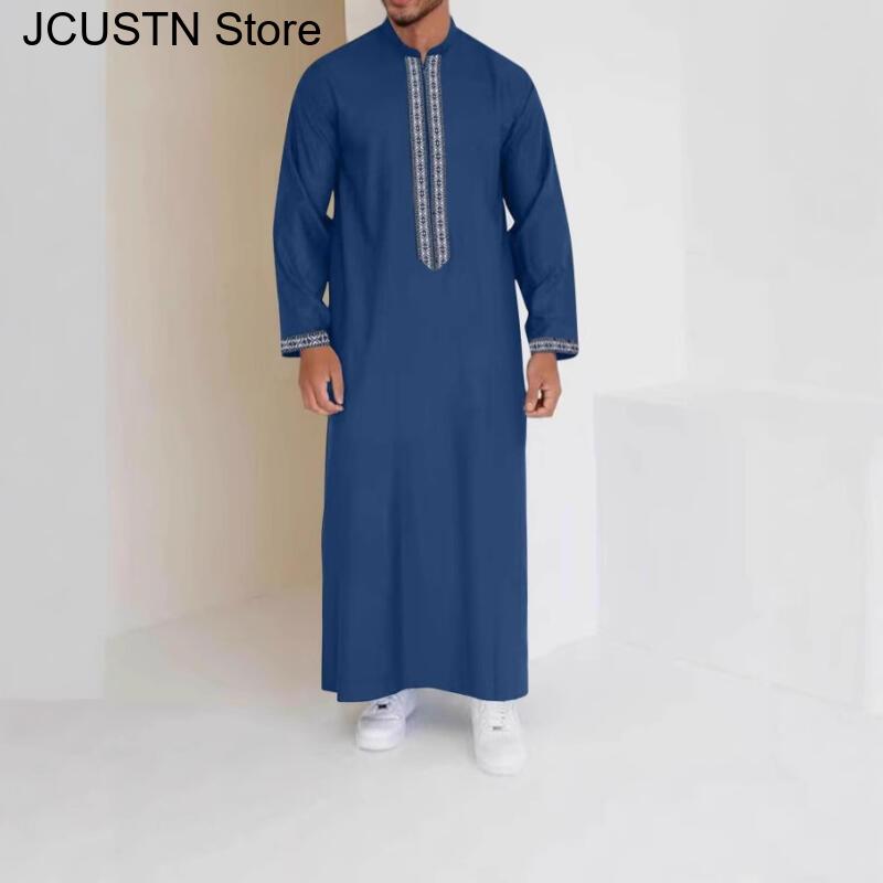 Robe longue musulmane pour homme, col zippé, style arabe simple, veste, manteau, tenue musulmane transfrontalière pour homme, vêtements saoudiens
