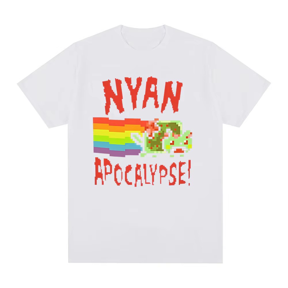 T-shirt Nyan Rainbow Cat Funny Meme pour hommes et femmes, vêtements décontractés à la mode, Kawaii Harajuku, T-shirts à manches courtes, Streetwear