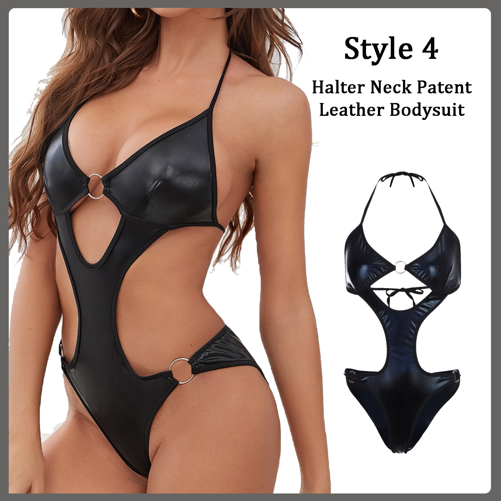 Lingerie sexy en cuir PU pour femmes, sous-vêtements Babydoll, olympiques sexuels, vêtements de danse, 7.0