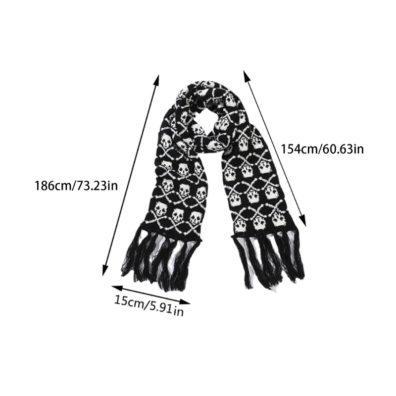 Écharpe en forme de crâne unisexe avec franges, pour fille, adulte, mode, tricoté, femmes, hommes, hiver