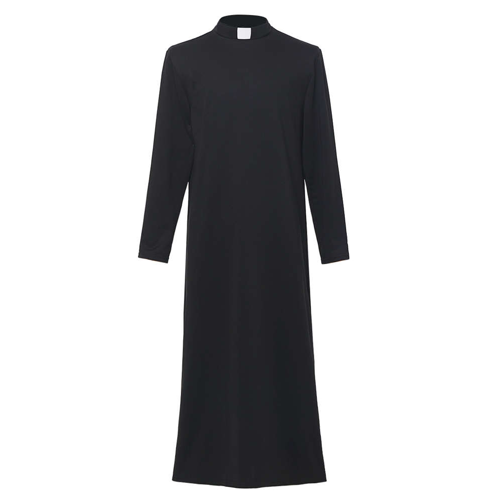 PÈRE Cassock Robes de chaire Vestiments de clergé Costume de bispo de pasteur avec col d'insertion de languette