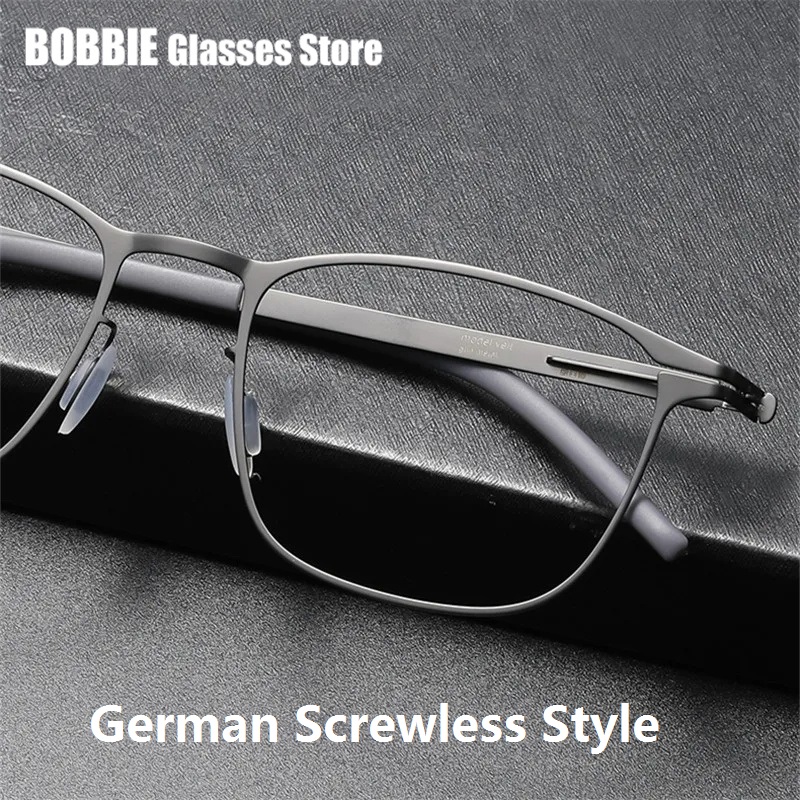 Monture de lunettes de mode pour hommes, sans vis, ultra-légère, fine, carrée, de style professionnel, marque allemande, design classique, 7g, lunettes Veit Top
