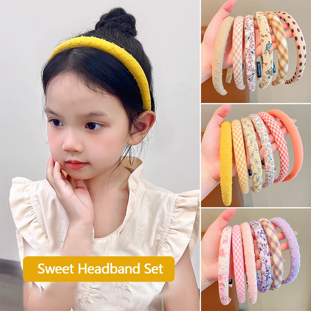 3 pièces/ensemble mode femmes filles Plaid couleurs florales large bandeaux doux enfants Vintage mignon cheveux cerceau enfants cheveux accessoires