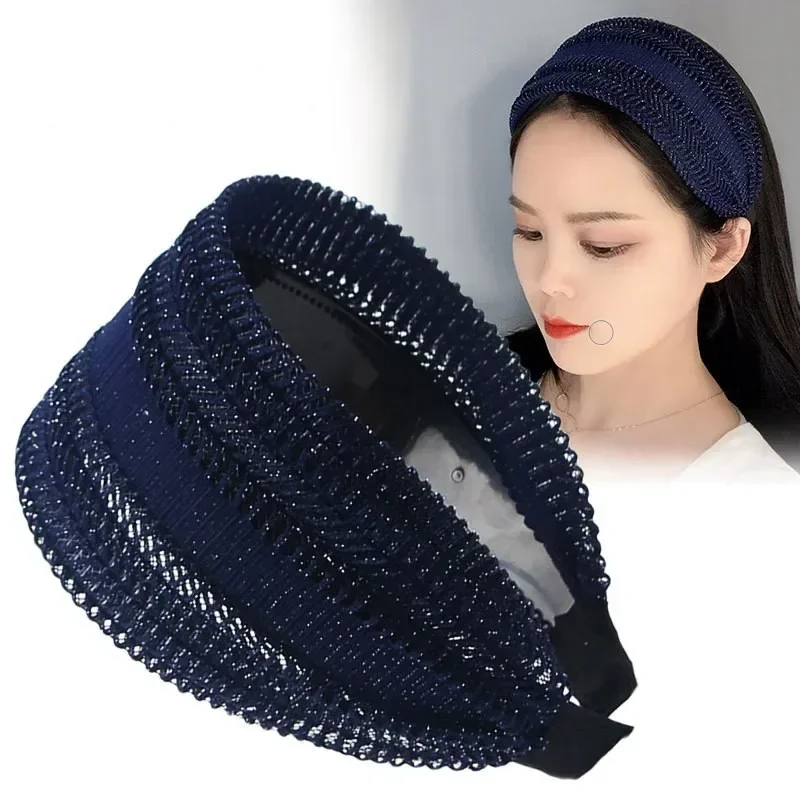 Bandeau pour cheveux pour femmes, bandeau large Simple avec dents, épingle à cheveux antidérapante, couverture creuse assortie, Accessoires pour cheveux gris pour femmes