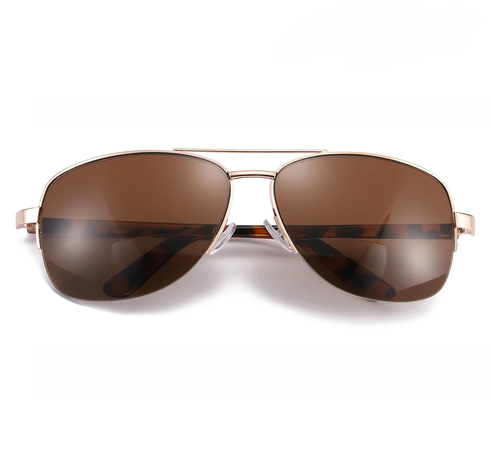 Pilot-Lunettes de soleil à double pont pour hommes et femmes, lunettes de lecture, rétro, mode, extérieur, verres presbyoïques, anti-UV, anti-Blu Ray, 1, 2, 3 à 4