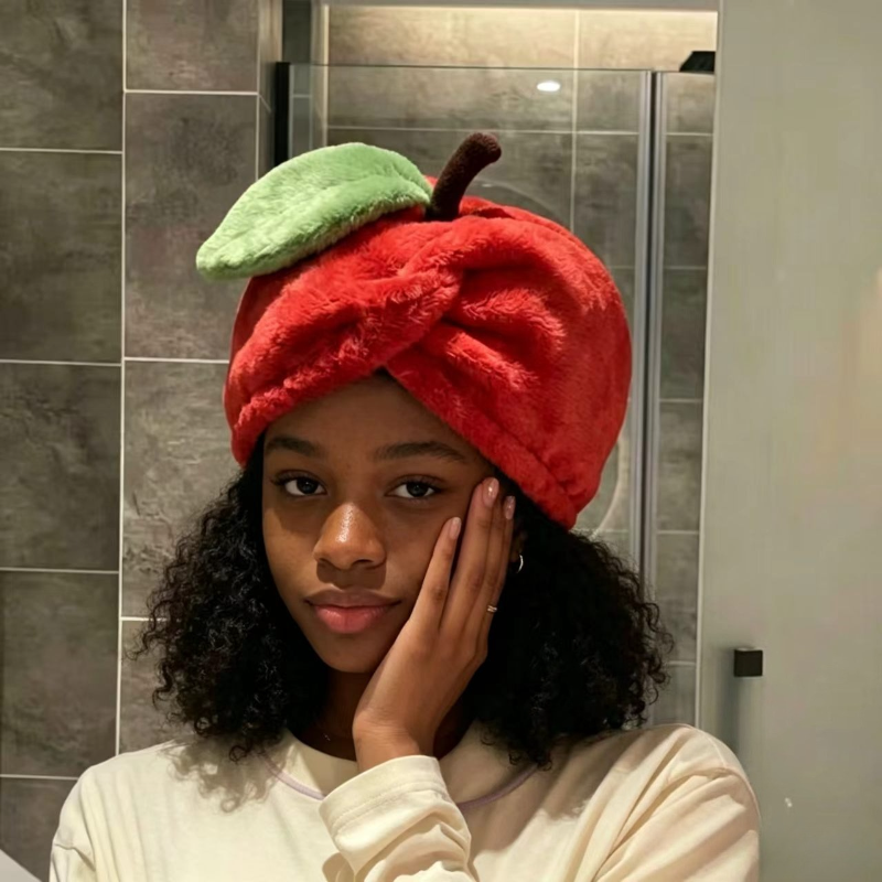 Joli bonnet pour cheveux secs de style Ping Anguo, absorption rapide de l'eau, super absorption, serviette à séchage rapide, foulard corail