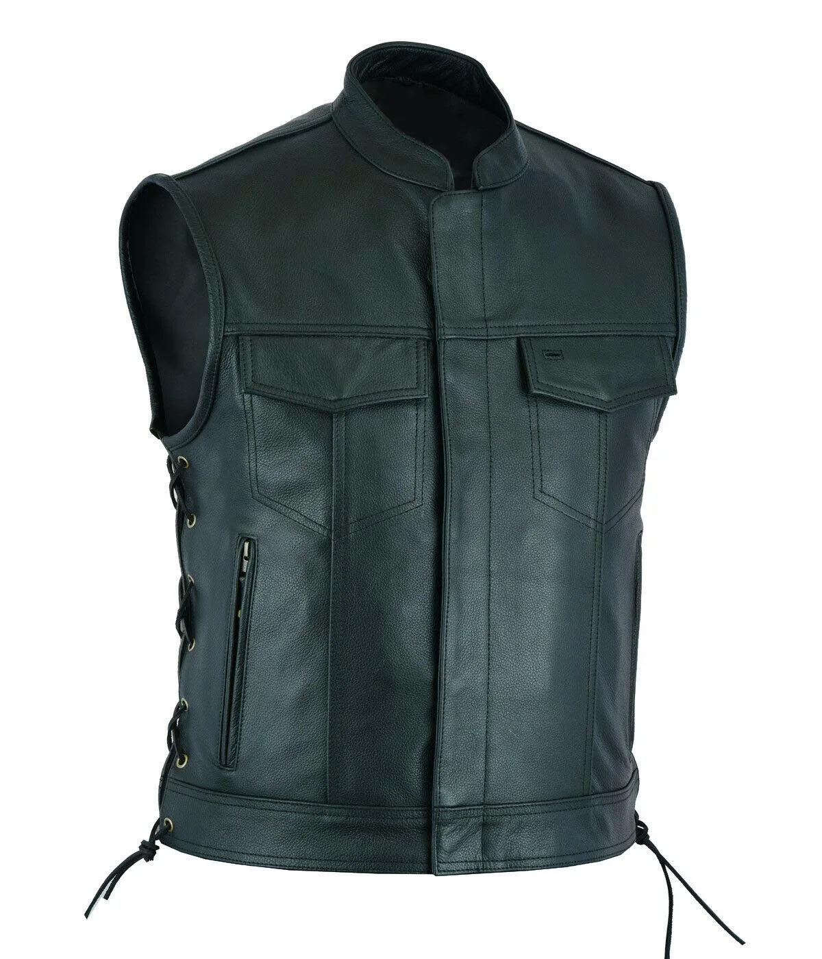Gilet en cuir pour homme, style punk, mode décontractée, gilet de motard, gilet uni, Fleet