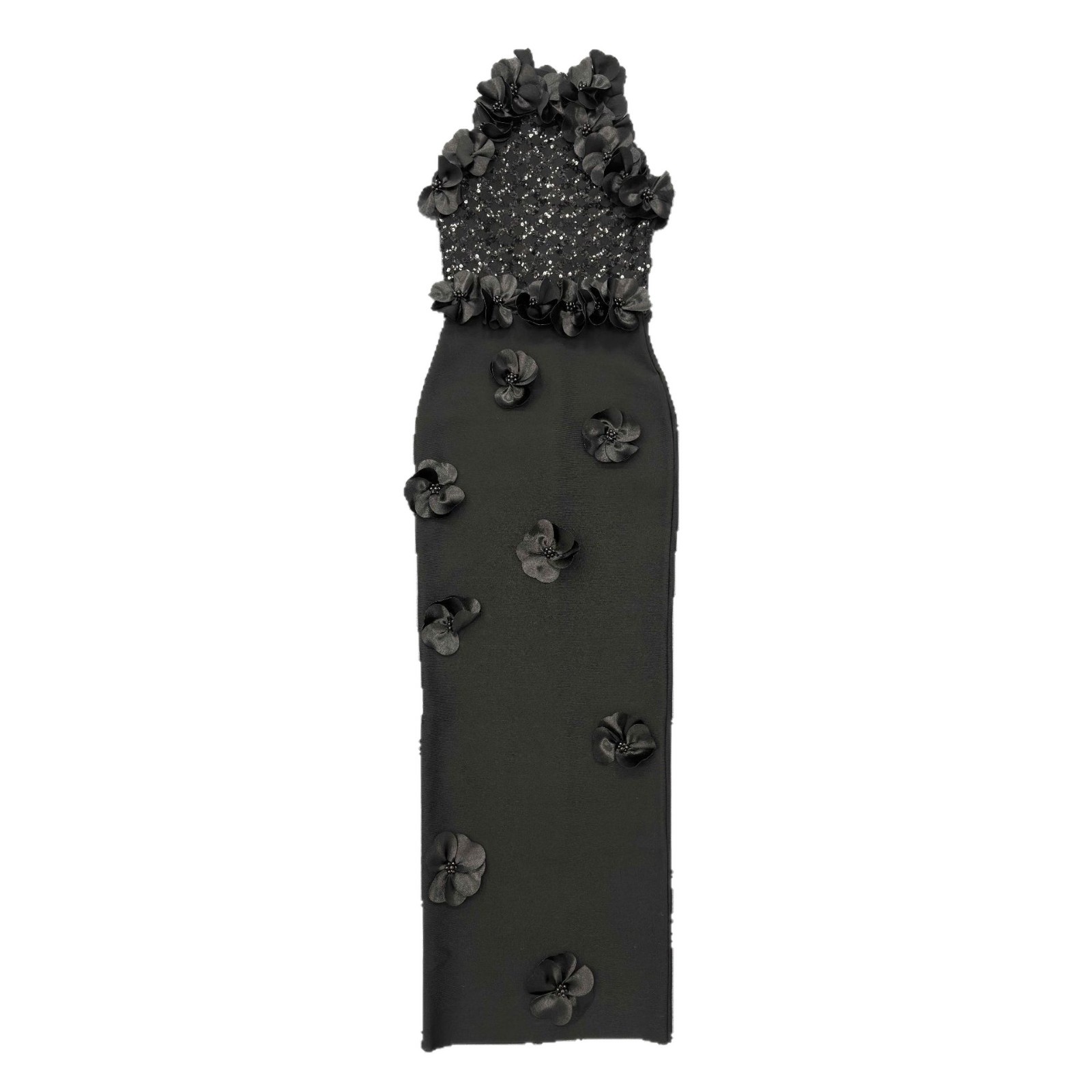 Robe de soirée élégante de luxe pour femme, sans manches, ornée de fleurs et de perles, idéale pour les cocktails, anniversaires et soirées mondaines
