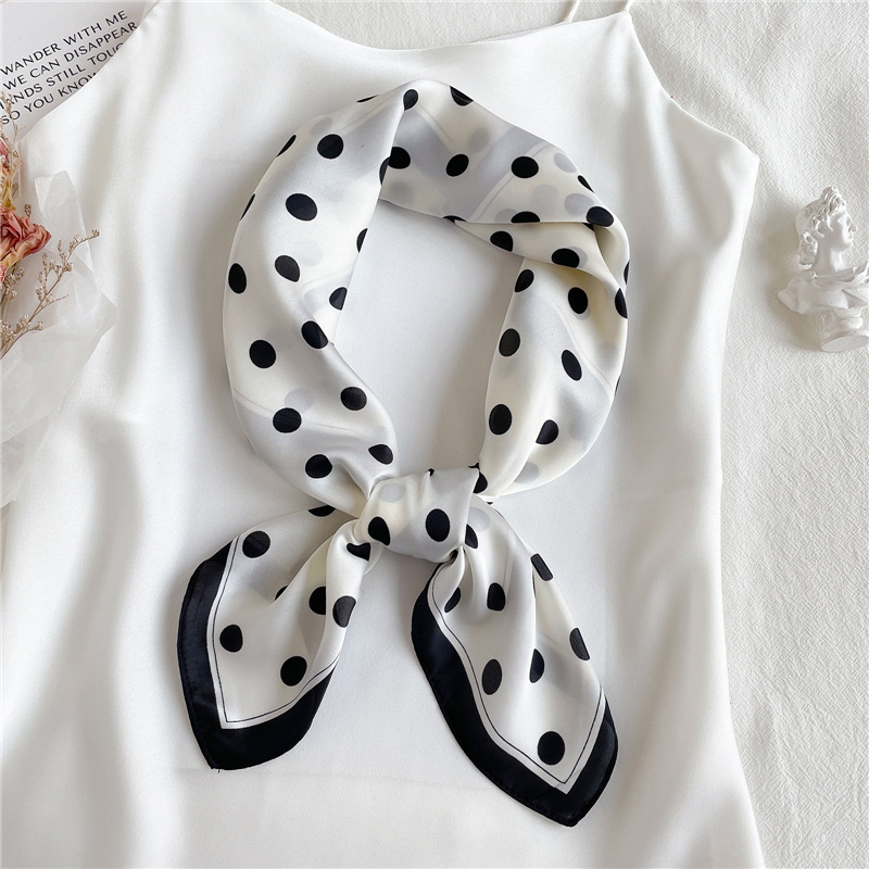 Foulard Hijab en Satin à Rayures pour Femme, Châle Carré à la Mode, 70x70cm