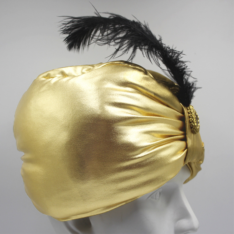 Turban Plissé Arabe pour Homme, Casquette Indienne, Coupe Tan, Costume de Sauna, Prince Arabe, Halloween, Pâques