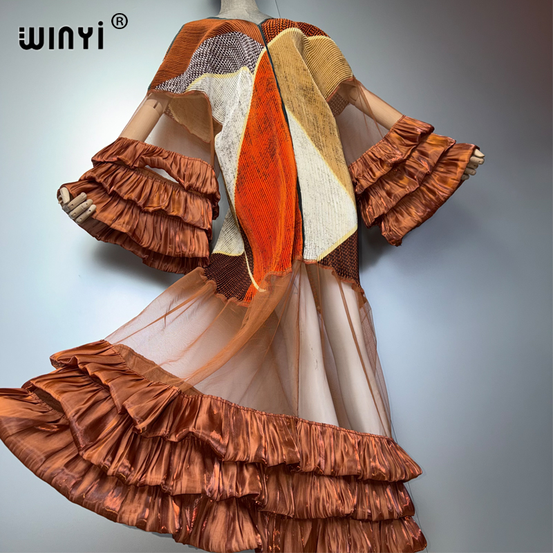 Robe plissée élastique ample WINYI, paréo de plage, abaya de luxe Dubaï, robe de soirée tendance, abaya, caftan pour femme musulmane