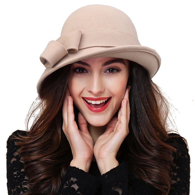Chapeau d'hiver pour femmes des années 1920 Gatsby Style fleur chaud laine Fedora casquette d'hiver dames église chapeaux Cloche Bonnet Femme feutre Fedoras