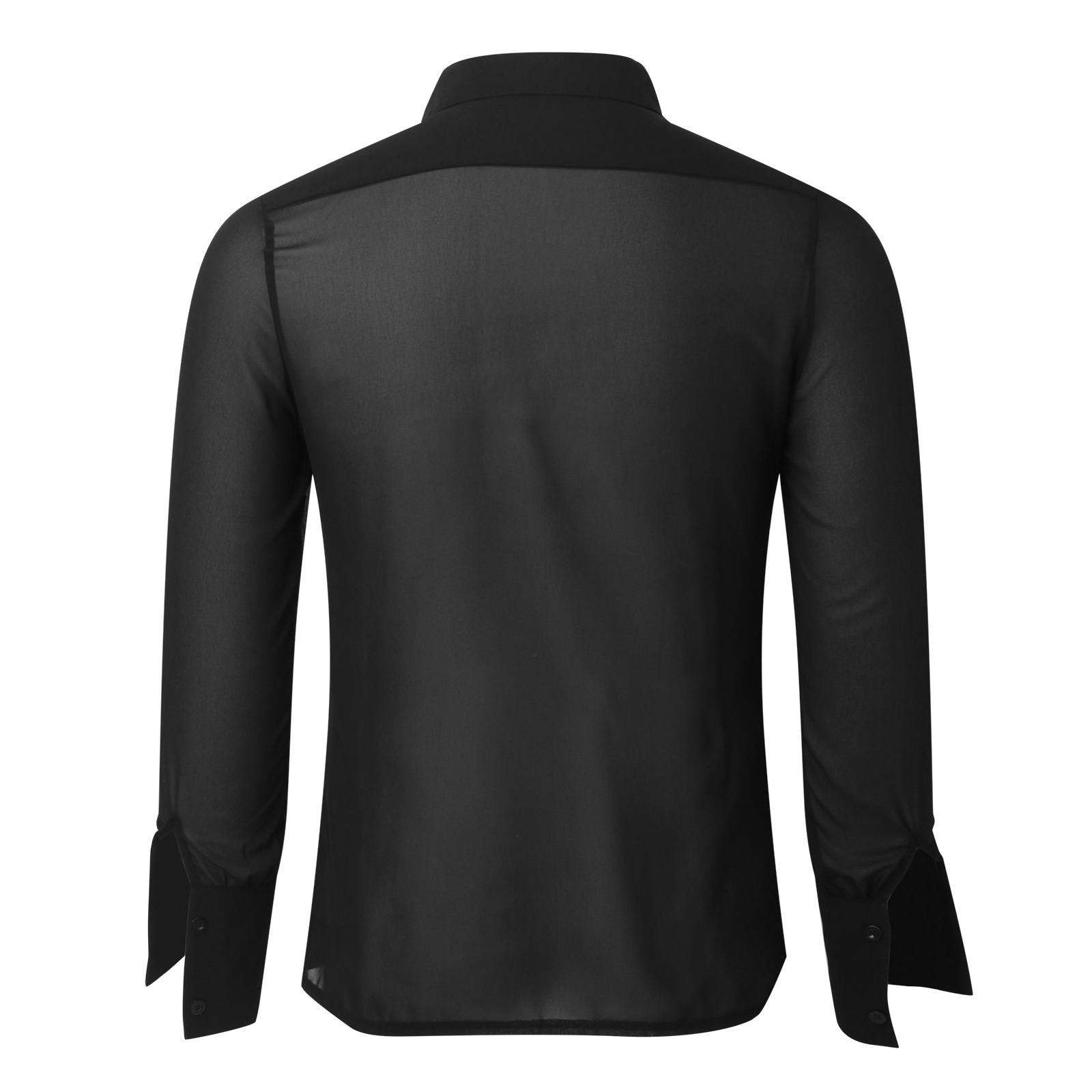 Vêtements pour hommes maille voir à travers maille Sexy chemise à manches longues couleur unie boutonné Vintage Streetwear rétro hauts de fête S-3XL