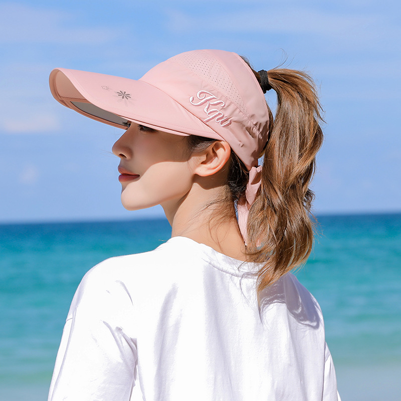 Chapeau de soleil d'été visière casquettes femme bord évolutif vide haut casquette de Baseball Protection UV plage pare-soleil chapeaux pour les femmes