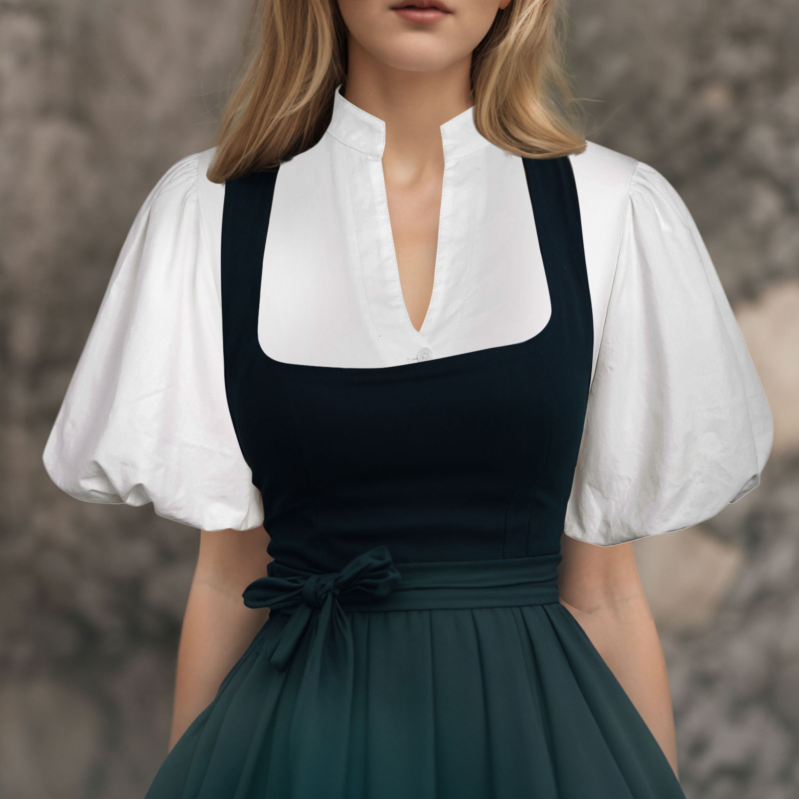 Chemisier de Costume pour femmes, manches cape blanches, chemisier Dirndl en dentelle Jacquard ajouré, chemisier de bière bavaroise, Costume traditionnel