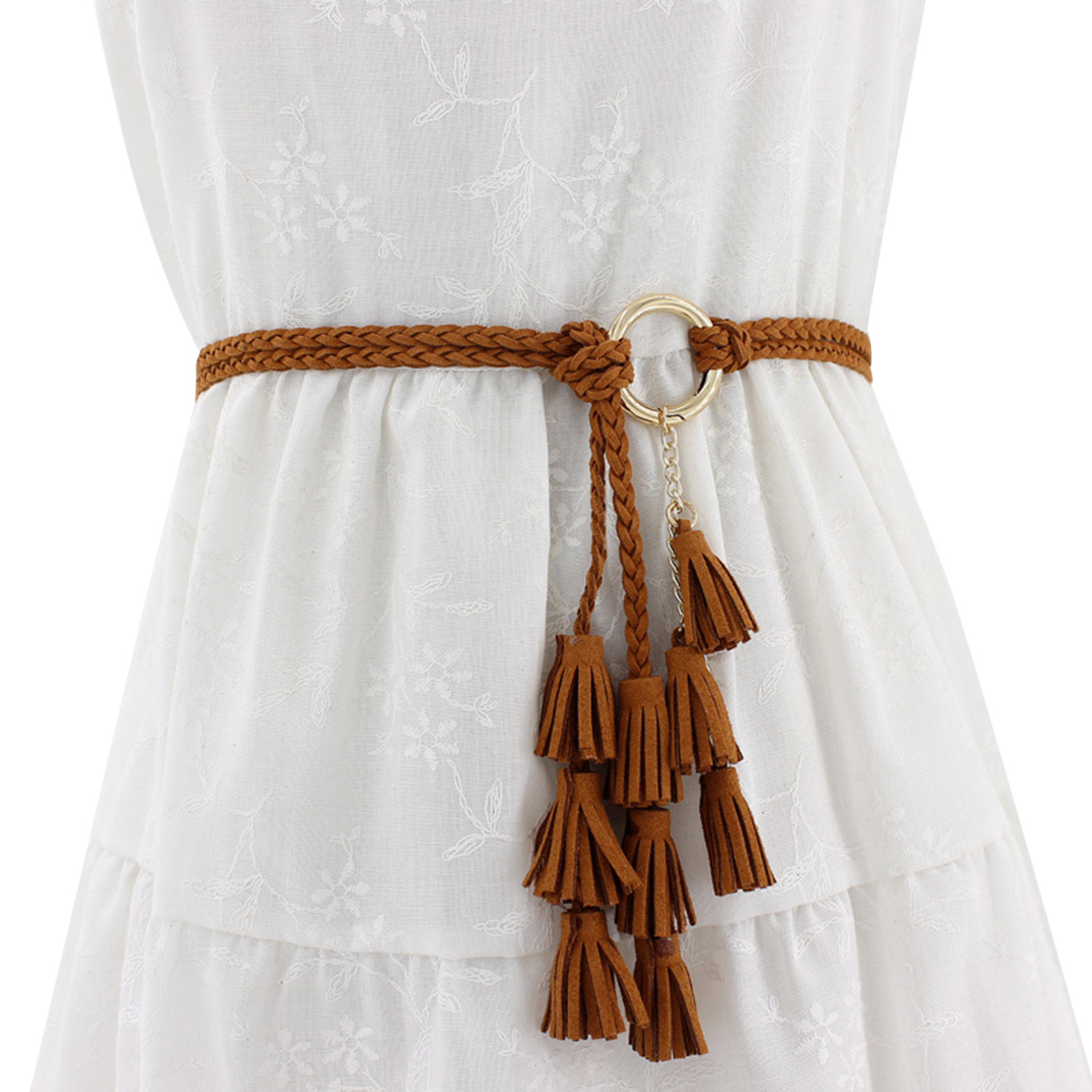 Ceinture tressée nouée décontractée pour femmes, cordon de taille à franges, accessoires pour vêtements pour femmes, ceinture élégante