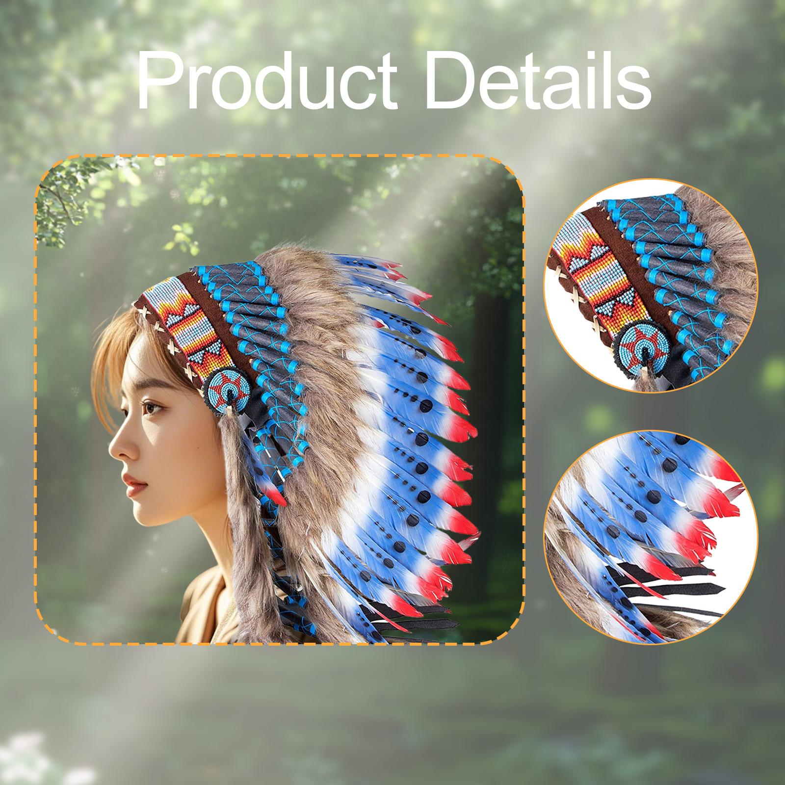 Coiffure native indienne, accessoires de tête, bandeau de décoration pour cheveux