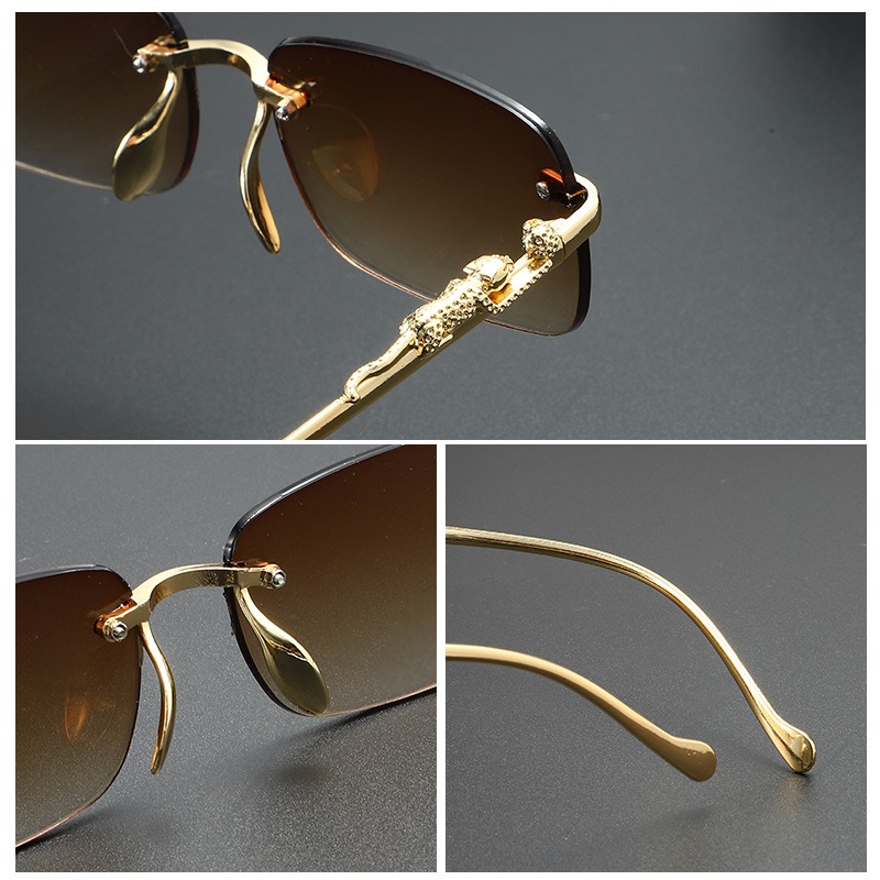Lunettes de soleil carrées sans monture, à bords taillés en diamant, tendance, pour hommes et femmes, lunettes de voyage, montures fines haut de gamme