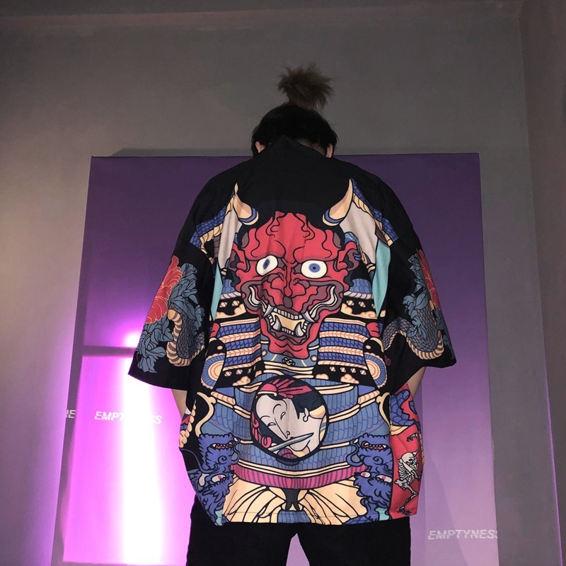 Yukata japonais pour hommes, kimono traditionnel, costume de samouraï, Haori, streetwear masculin, kimono japonais, streetwear japonais KK2030