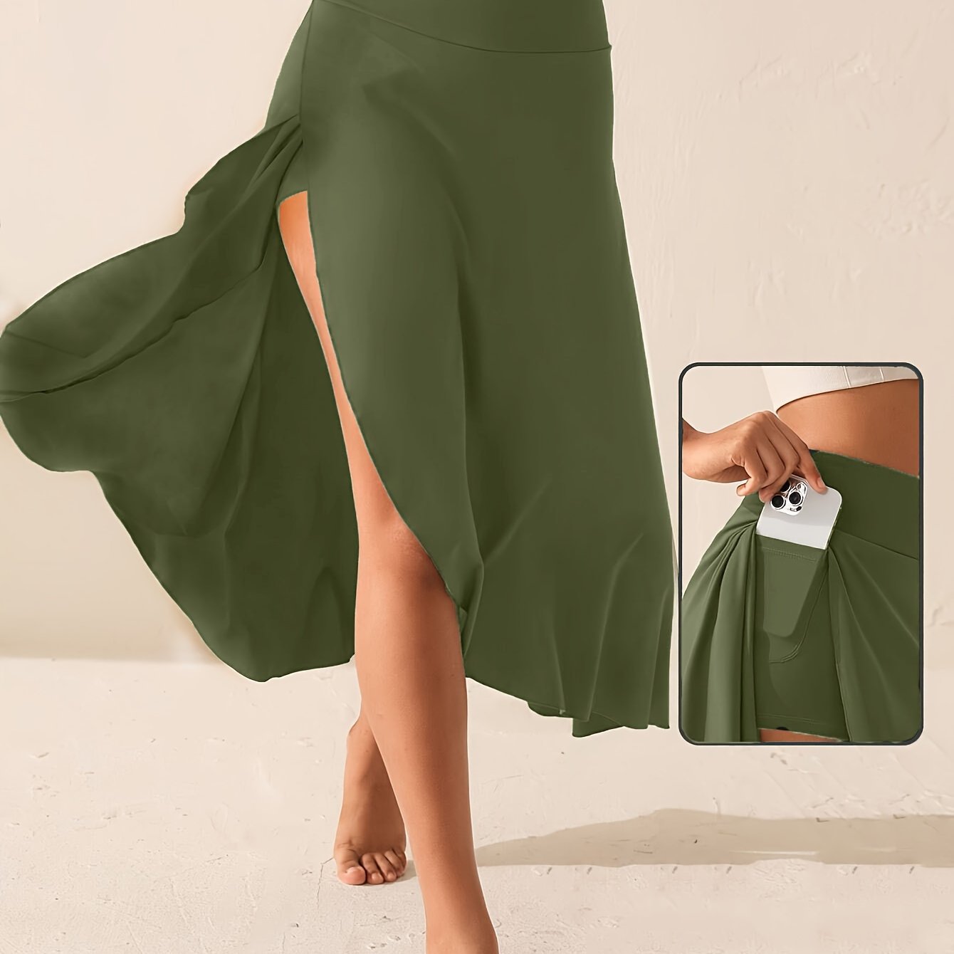Vêtements féminins européens et américains au style irrégulier, fente élégante, bord à volants, jupe unie