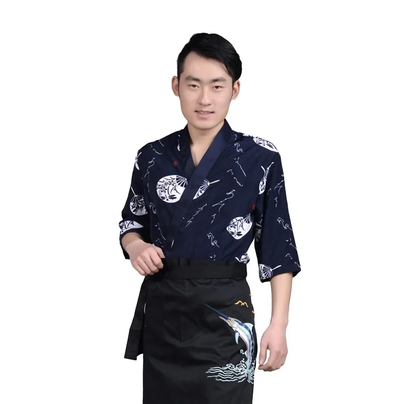 Veste de sushi pour hommes et femmes, uniforme de chef de cuisine japonais, cardigan kimono