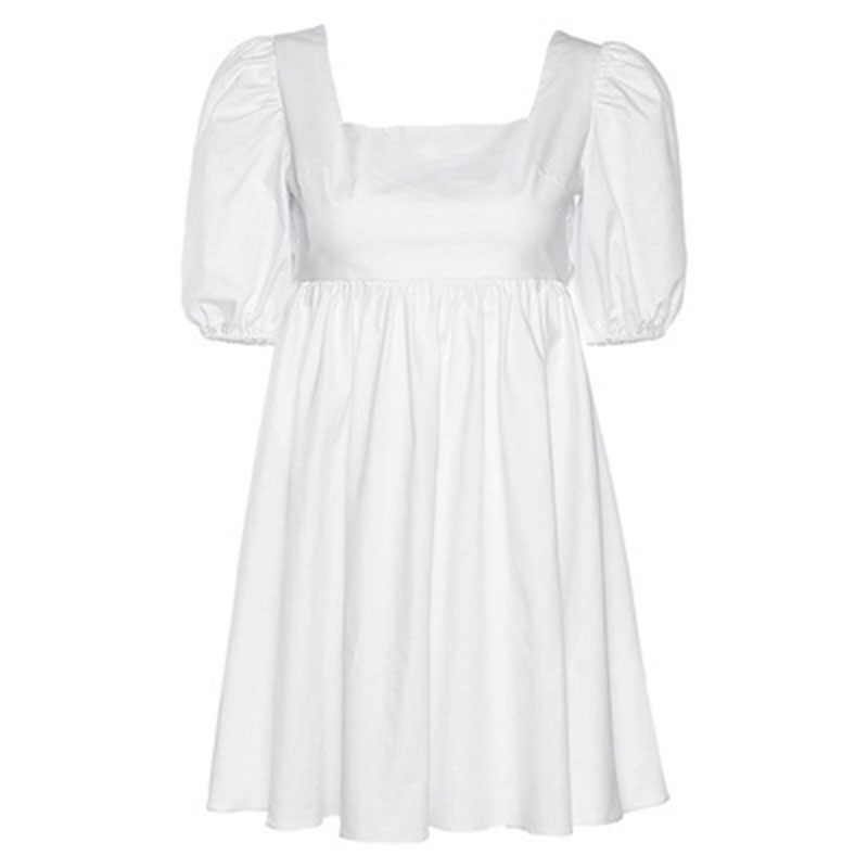 Robe d'été pour femmes, blanche, élégante, manches bouffantes, dos nu, fête, plage, Mini, décontractée, vacances