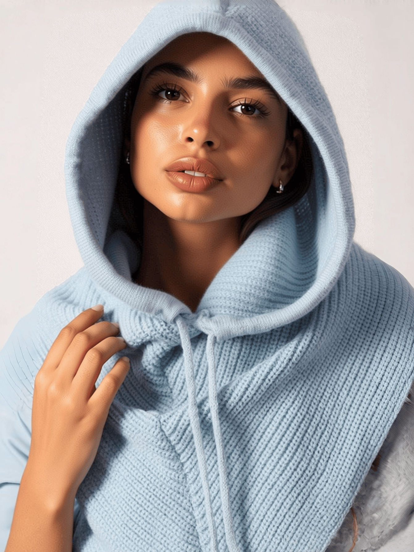 Cagoule d'hiver tricotée pour femmes, bonnet chaud d'extérieur avec collier de cou intégré, bonnets pour filles